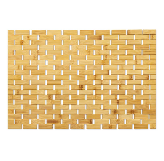 Skorter | Bamboo Bath Mat Non-Slip Water Repellent Runner Rug For Bathroom Natural Wood Bathroom Shower Rug Non-Slip Fabric