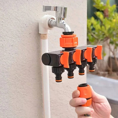 Skorter | 4-Way Metal Garden Hose Splitter with Adjustable Flow Valves