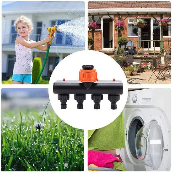 Skorter | 4-Way Metal Garden Hose Splitter with Adjustable Flow Valves