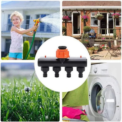 Skorter | 4-Way Metal Garden Hose Splitter with Adjustable Flow Valves