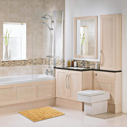 Skorter | Bamboo Bath Mat Non-Slip Water Repellent Runner Rug For Bathroom Natural Wood Bathroom Shower Rug Non-Slip Fabric