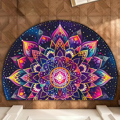 Skorter | Bohemian Mandala Half Round Door Mat – Waterproof, Non-Slip, Washable