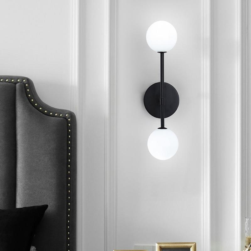 Skorter | LuxeLED - Gold Wall Lamp with Milk Glass Ball and Double G4 Light Source