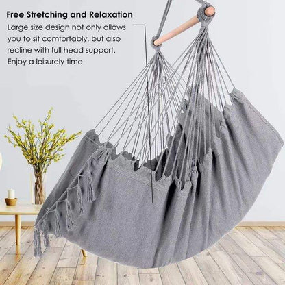 Skorter | Comfortable Hanging Chair with Soft Cushions - Indoor/Outdoor Hanging Swing for Relaxation and Leisure - Durable Cotton Fabric, including Hanging Material