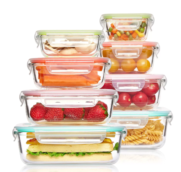 Skorter | 8-piece set of glass food storage containers with lids