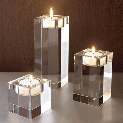 Skorter | 3-part cube-shaped crystal candle holder