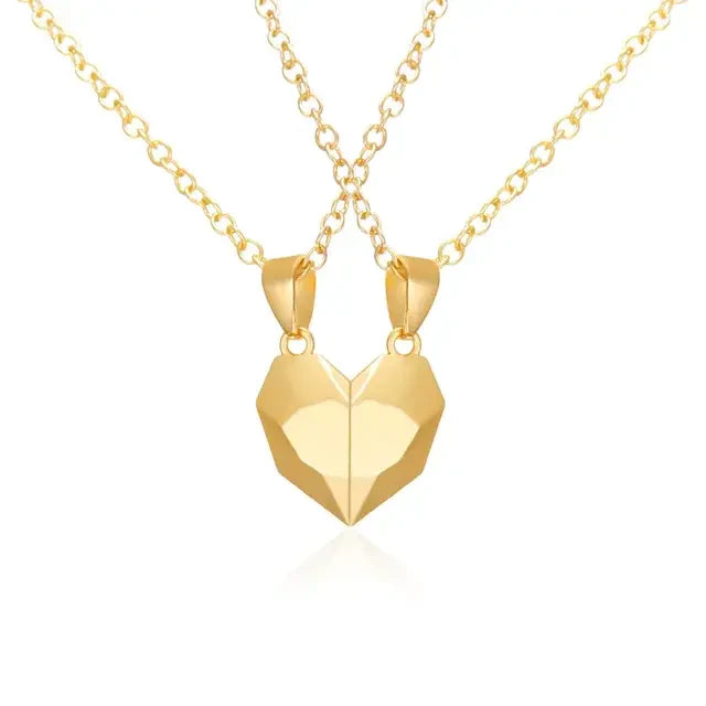 Skorter | 2 Pieces Magnetic Heart Couple Necklace for Women. Pullover Necklace for Best Friends, Lovers & Wedding Gift Jewelry
