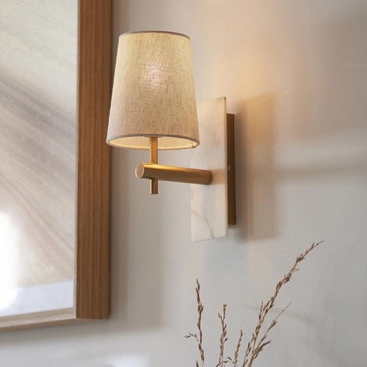 Skorter | Jaelyn Gold and White Marble Wall Lamp