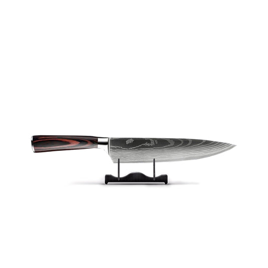 Skorter | Damascus Steel Chef's Knife | 20 cm Blade, Ergonomic Resin Handle & Ideal for Home Cooking