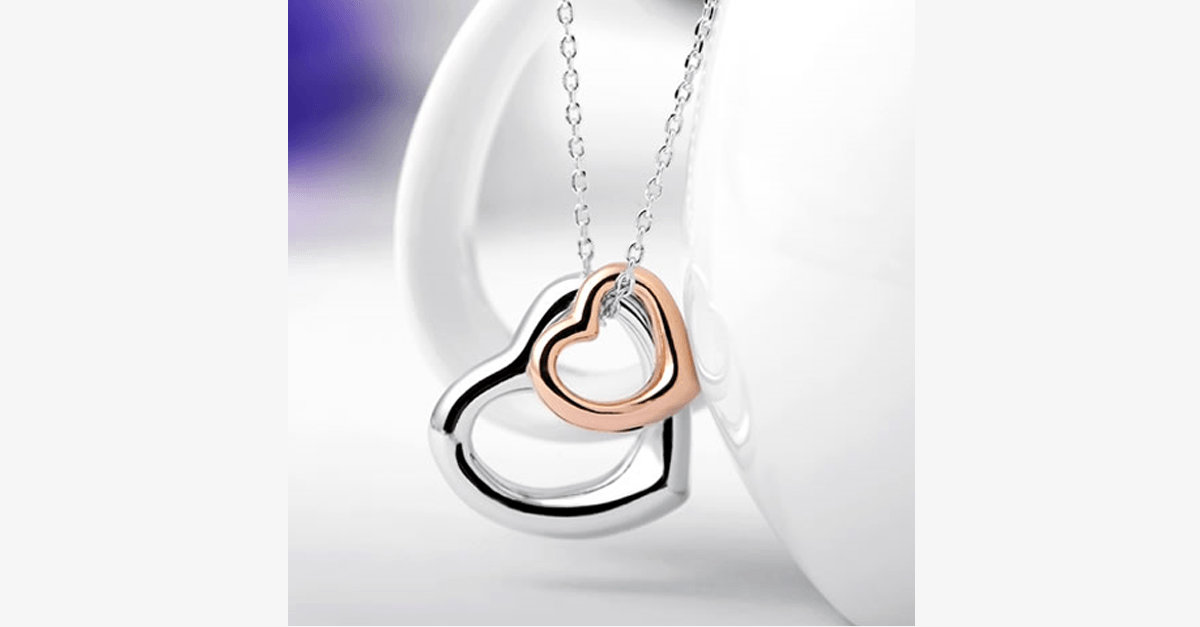 Skorter | Double Heart Gold-Silver Coating Pendant - Fashionable Lobster Clasp Gold-Plated Pendant for You