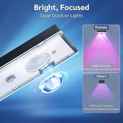 Skorter | Solar fence lights outdoor warm white & RGB changing solar deck lights, LED solar lights for outdoor wall railing terrace stairs step garden backyard