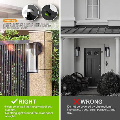 Skorter | Solar Wall Lights Solar-powered Deck Lights, Automatic On/Off Waterproof Solar Outdoor Lights Wall-mounted Solar Decorative Lights for Wall Fence Patio Posts Garden Veranda