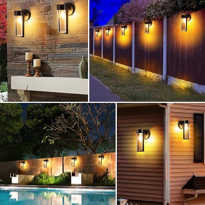 Skorter | Solar Wall Lights Solar-powered Deck Lights, Automatic On/Off Waterproof Solar Outdoor Lights Wall-mounted Solar Decorative Lights for Wall Fence Patio Posts Garden Veranda