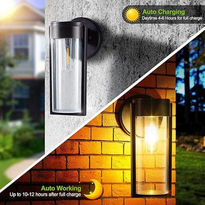 Skorter | Solar Wall Lights Solar-powered Deck Lights, Automatic On/Off Waterproof Solar Outdoor Lights Wall-mounted Solar Decorative Lights for Wall Fence Patio Posts Garden Veranda