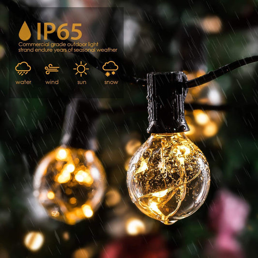 Skorter | LED Outdoor String Lights 35 FT G40 Patio String Lights Linkable Dimmable Waterproof Decorative Lighting with Remote Control for Garden Wedding Party Decorations