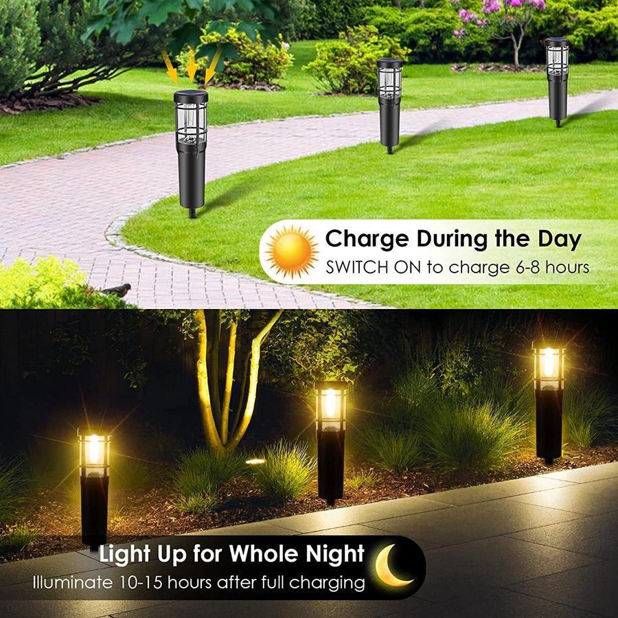 Skorter | Solar path lights, solar outdoor lights up to 14 hrs. Outdoor waterproof, IP65 waterproof solar garden lights for paths walkways