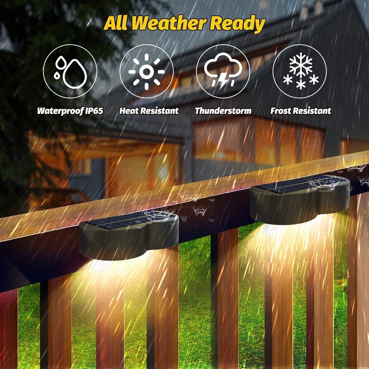 Skorter | Solar fence lights outdoor wall lights Waterproof IP65, Warm white & RGB 8 specific fixed colors for fence wall step deck patio