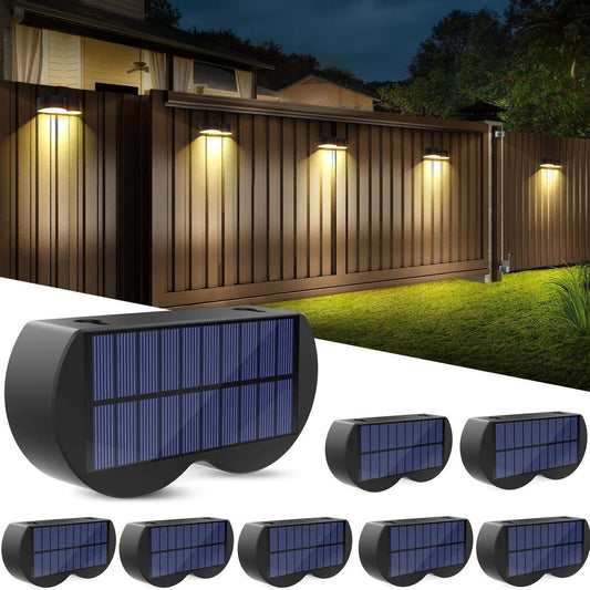 Skorter | Solar fence lights outdoor wall lights Waterproof IP65, Warm white & RGB 8 specific fixed colors for fence wall step deck patio
