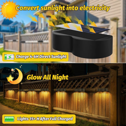 Skorter | Solar fence lights outdoor wall lights Waterproof IP65, Warm white & RGB 8 specific fixed colors for fence wall step deck patio