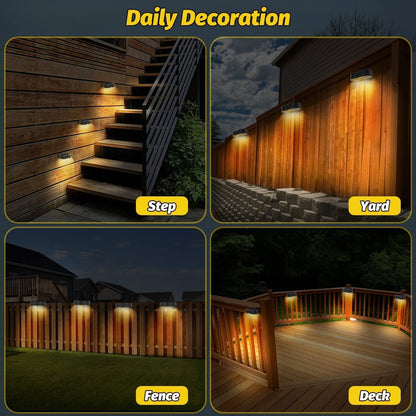 Skorter | Solar fence lights outdoor wall lights Waterproof IP65, Warm white & RGB 8 specific fixed colors for fence wall step deck patio