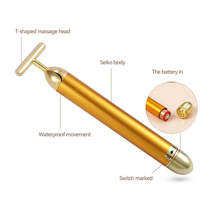 Skorter | Energy 24K Gold T Beauty Bar Facial Roller Massager