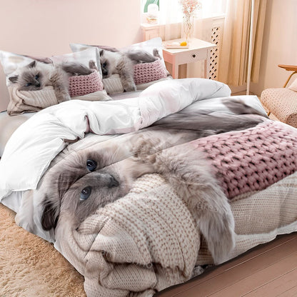 Skorter | Cotton Cat Motif Bedding Set – 3 Pieces