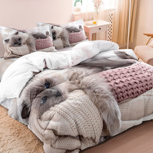 Skorter | Cotton Cat Motif Bedding Set – 3 Pieces