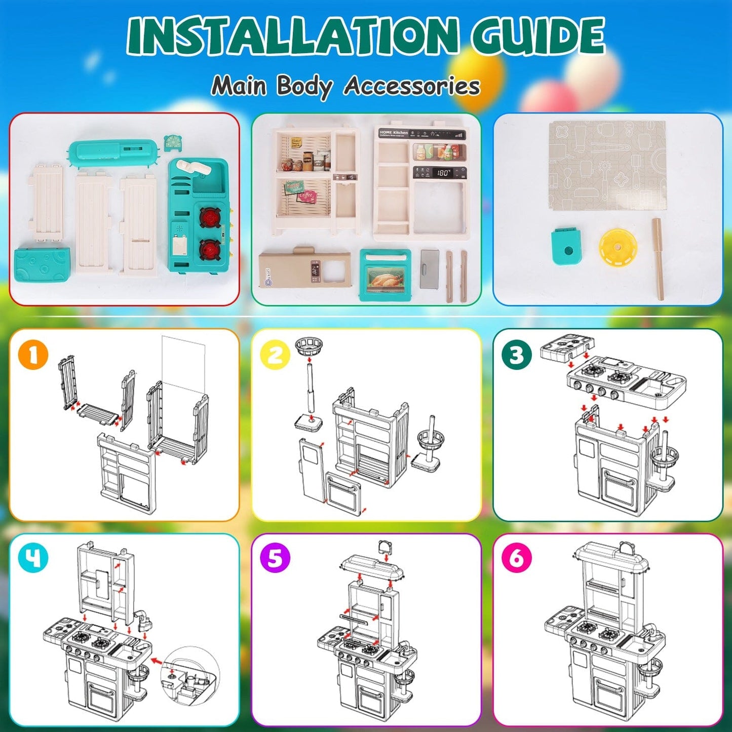 Skorter | Children's Kitchen Toy Interactive Pretend Kitchen Toy Kitchen Equipment