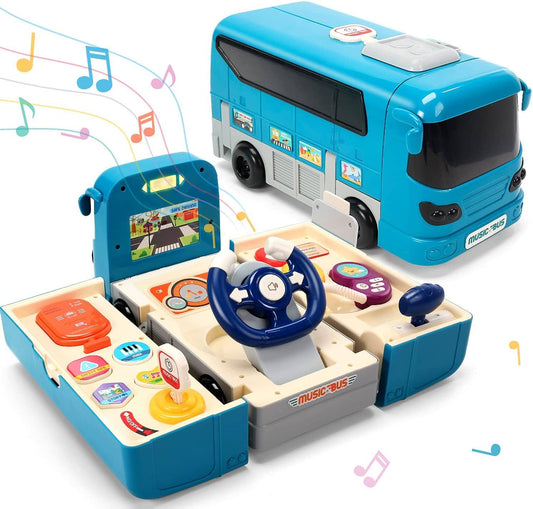 Skorter | Children's Play Bus Vehicle with Sound and Light Simulation Rattle Toy for Toddlers