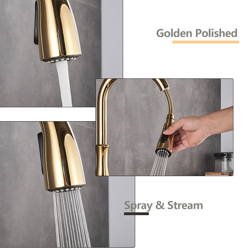 Skorter | Brass Kitchen Faucet Pull Out Mixer Sink Water Tap 360 Rotation Single Handle