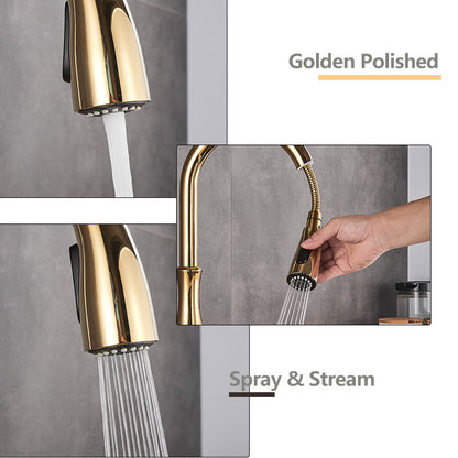 Skorter | Brass Kitchen Faucet Pull Out Mixer Sink Water Tap 360 Rotation Single Handle