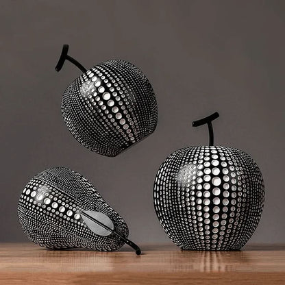 Skorter | MonoApple Decorative Figurine – Black & White Polka Dot Apple