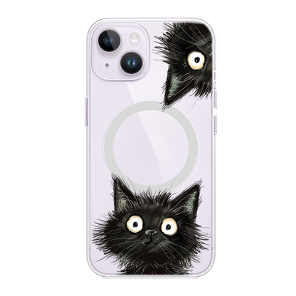 Skorter | Black Cat Magnetic Clear Case for iPhone Series