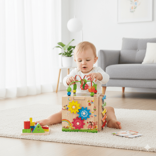 Skorter | 8-in-1 Montessori Wooden Activity Cube for Toddlers