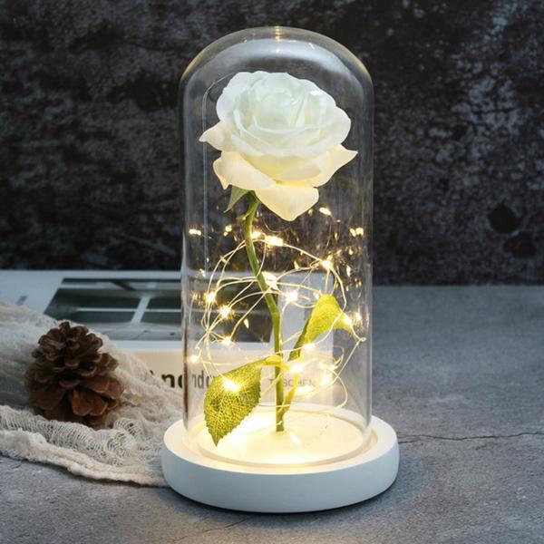 Skorter | LED Glass Cover Simulation Film Rose Flower