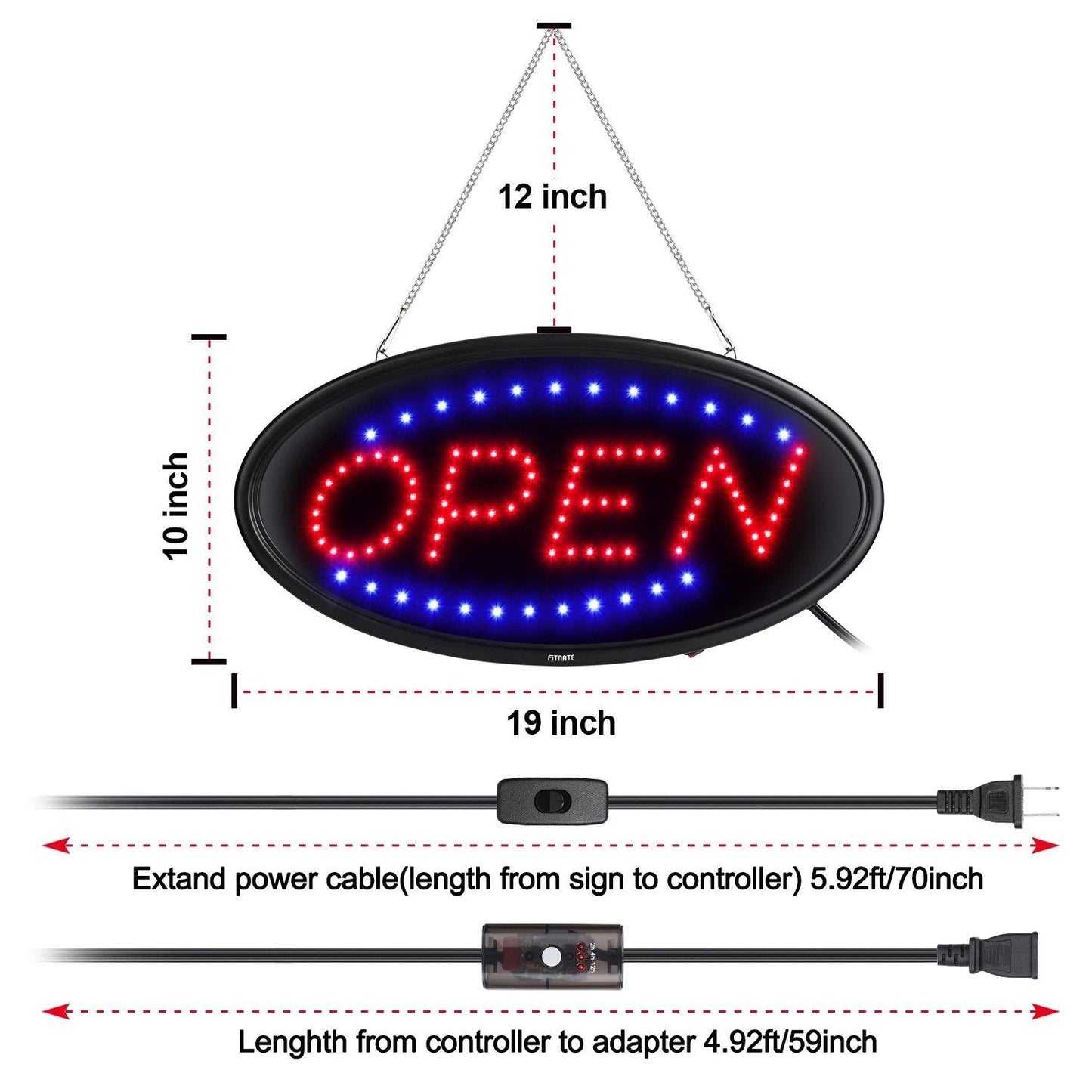 Skorter | LED Open Sign Advertising Board Electronic Screen with Remote Control and Timer Function