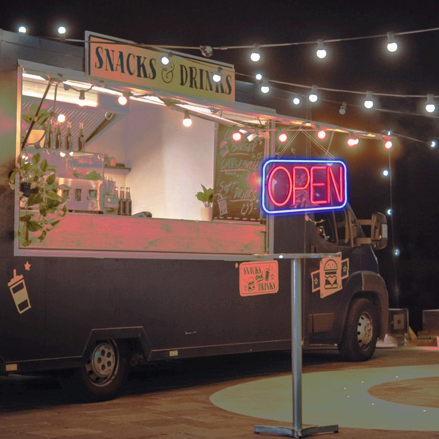 Skorter | LED Open Sign Advertising Table with 11 Levels Adjustable Brightness