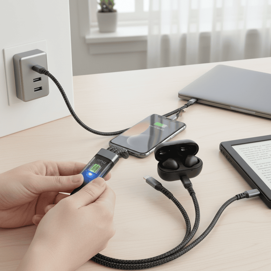 Skorter | LIGHTLINK – Transparent 3-in-1 Super Fast Charging Cable with LED Glow