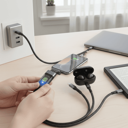 Skorter | LIGHTLINK – Transparent 3-in-1 Super Fast Charging Cable with LED Glow