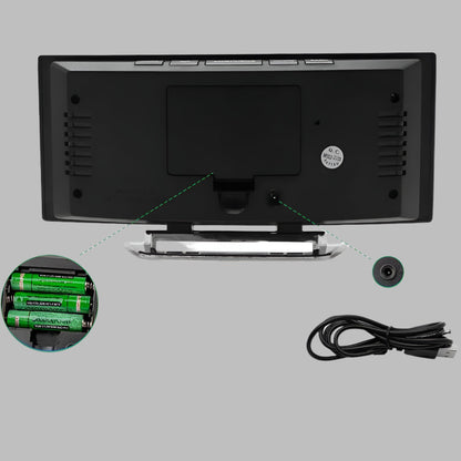 Skorter | Curved LED Alarm Clock | Compact Design with Snooze Function for Bedroom or Study Use