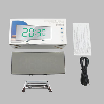 Skorter | Curved LED Alarm Clock | Compact Design with Snooze Function for Bedroom or Study Use