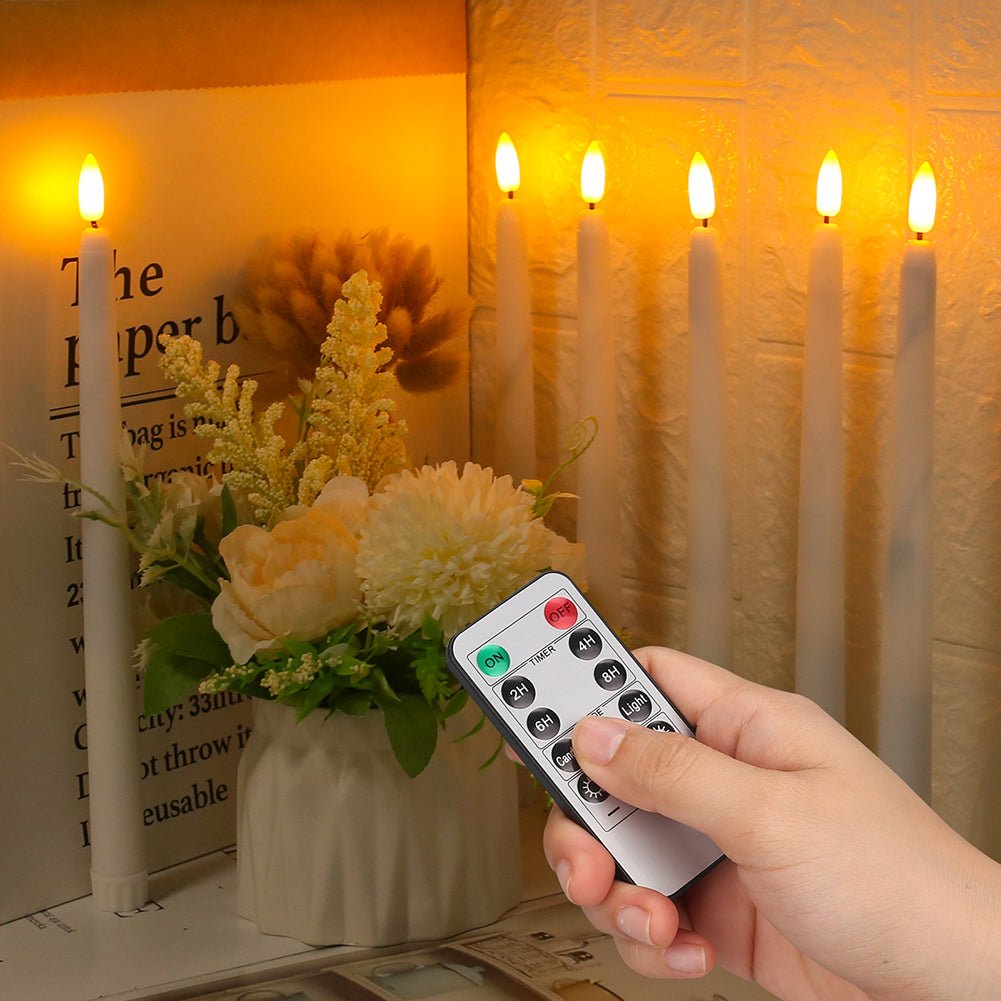 Skorter | FLAMORA – LED Taper Candles with Remote & Timer