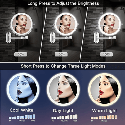 Skorter | LUMIVIEW – Rechargeable LED Magnifying Mirror with Touch Control