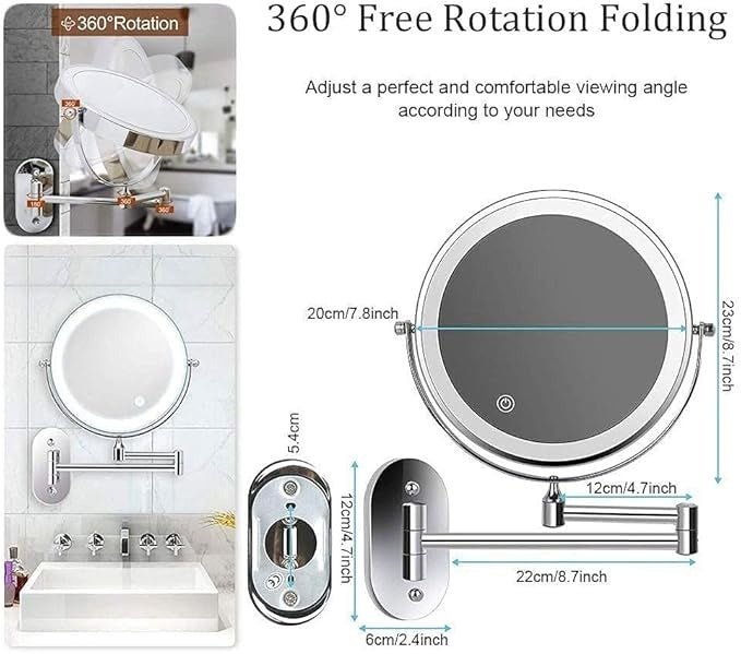 Skorter | LUMIVIEW – Rechargeable LED Magnifying Mirror with Touch Control
