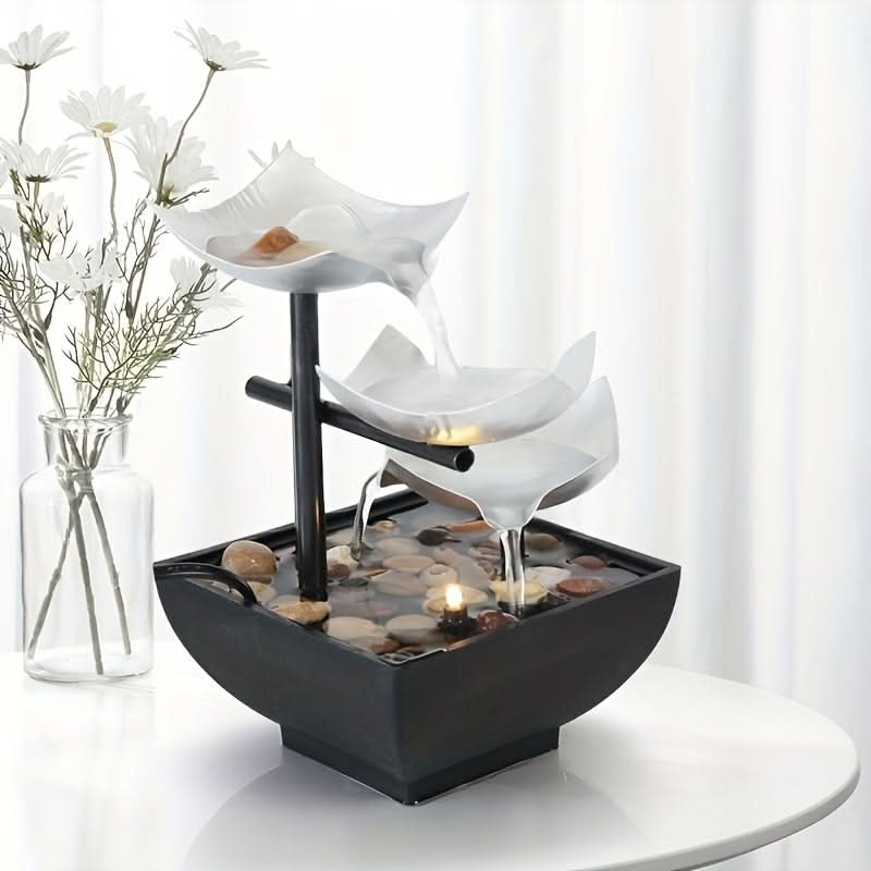 Skorter | Glow LED Leaf Fountain – Modern Indoor Water Feature