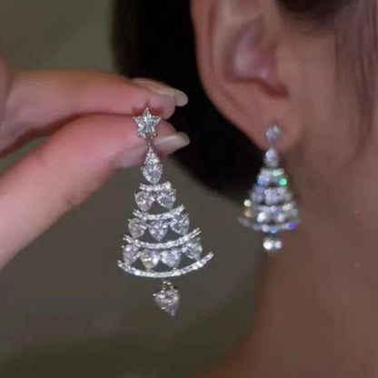 Skorter | Colorful Festive Zircon Christmas Tree Earrings For Women