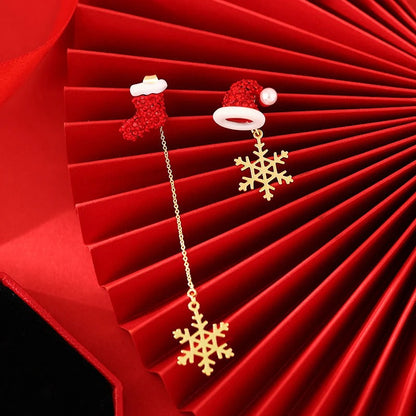 Skorter | Asymmetric Christmas Santa Claus Long Tassel Earrings