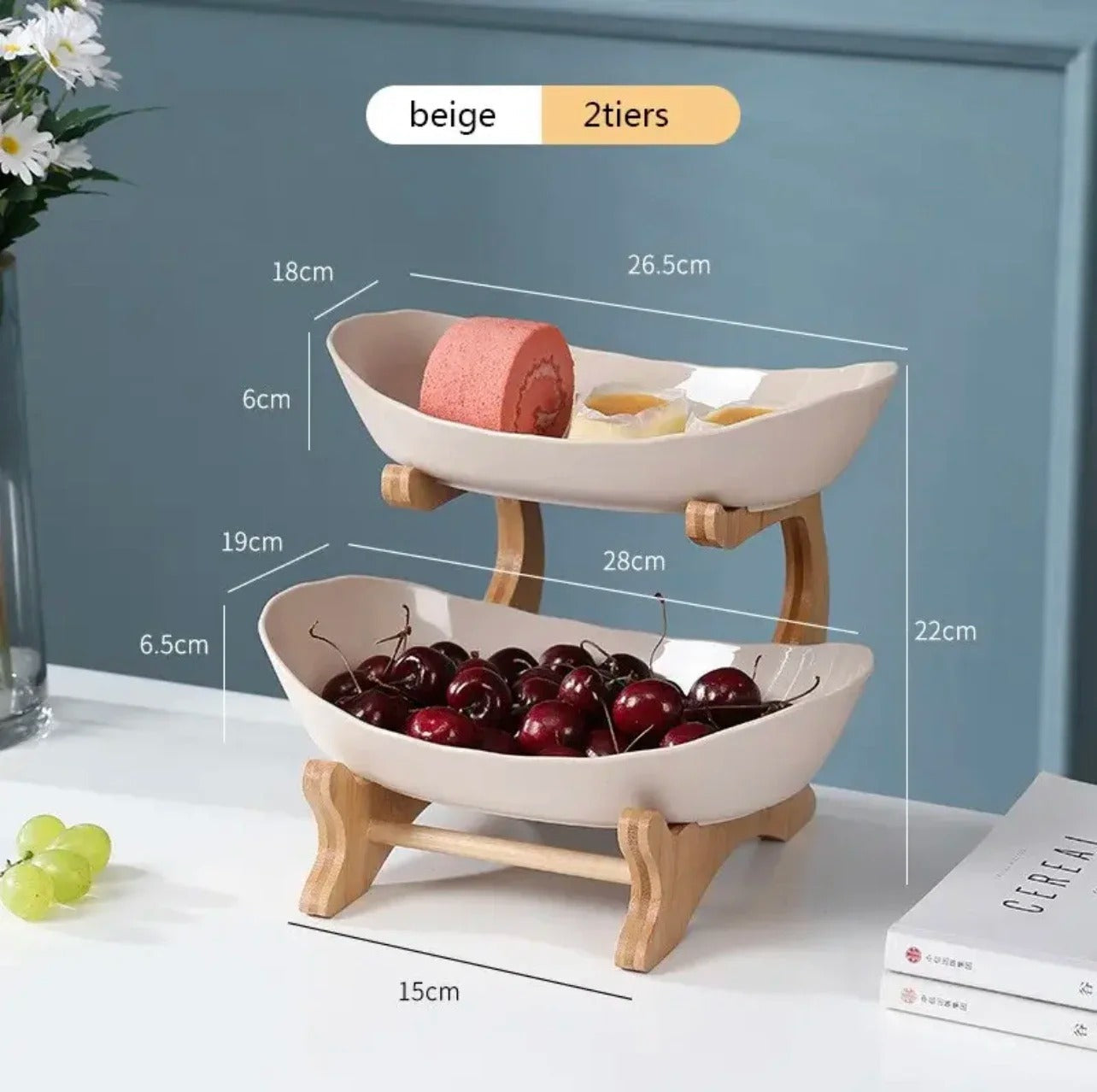 Skorter | BambuNest – Modern Bamboo Fruit Basket with Removable Trays & Multi-Tier Design
