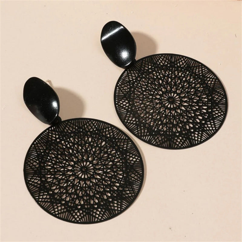 Skorter | Black Color Fashionable Ultra-Thin Flower Earrings Collection