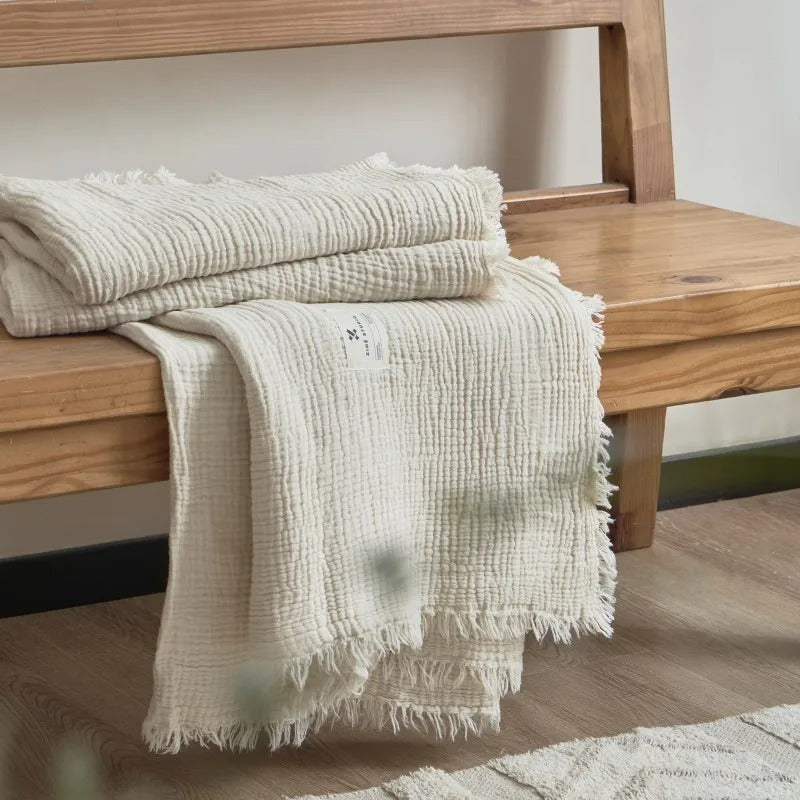 Skorter | Allison Tassel Cotton Blanket 100% Woven Throw Blanket